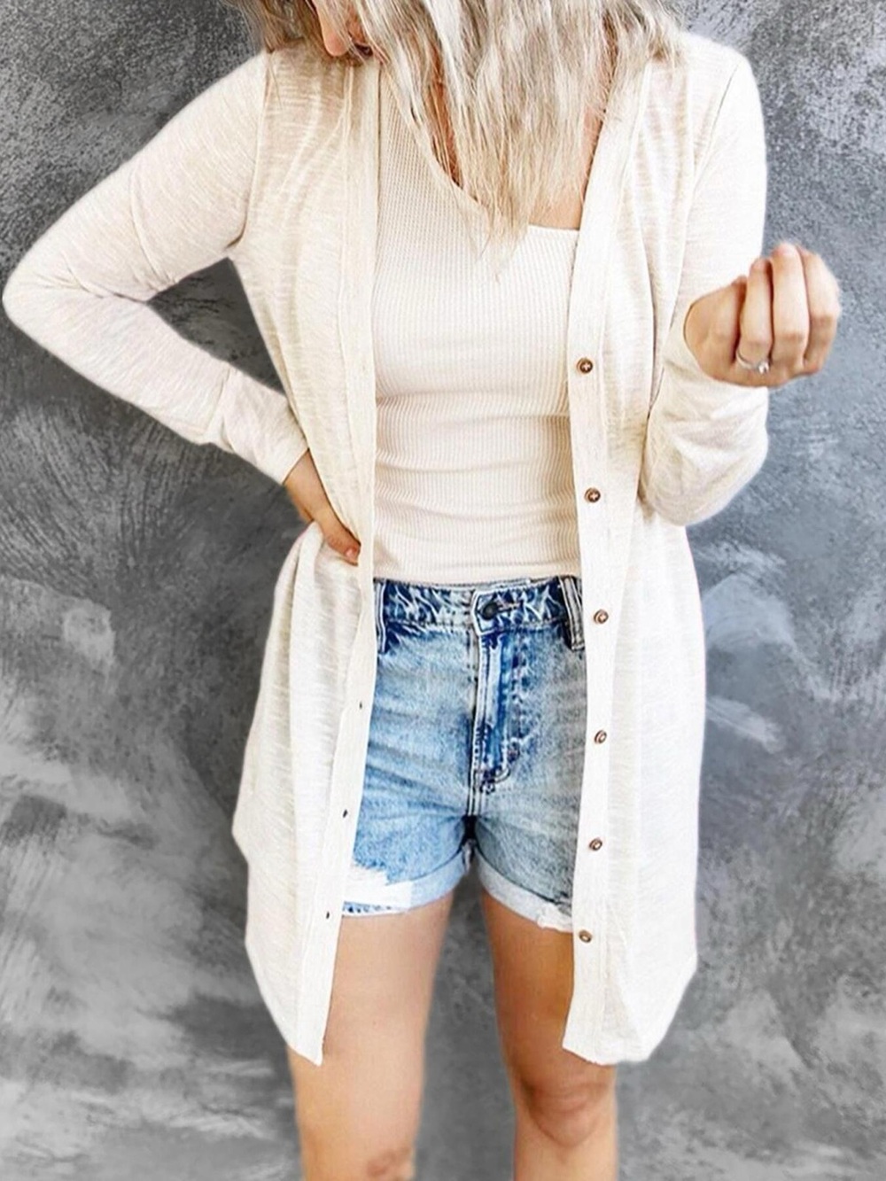 Full Size Lightweight Button-Up Cardigan Plus Size